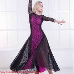 (EnuoDance) Váy Ren Khiêu Vũ Dài Tay (MQ269) - Hồng + Size