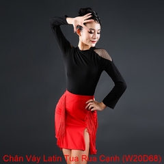 (WJJDance) Chân Váy Latin Tua Rua Cạnh (W20D68) - Đỏ + Size