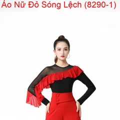 (Aidixing) Áo Nữ Đỏ Sóng Lệch (8290-1) - Đỏ Đen + Size