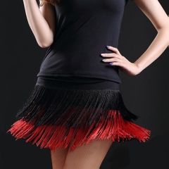 (CVDD) Chân Váy Nữ Tua Rua Thẳng - Đen Đỏ + Size