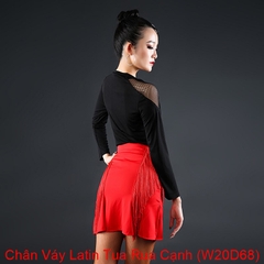 (WJJDance) Chân Váy Latin Tua Rua Cạnh (W20D68) - Đỏ + Size