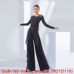 (WJJDance) Quần Nữ Voan Cạnh Đùi (W21D118) - Đen + Size