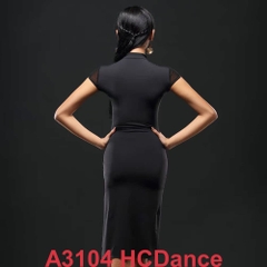 (HCDance) Váy Nữ Latin Sườn Xám (A3104) - Đen + Size