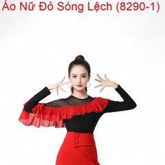 (Aidixing) Áo Nữ Đỏ Sóng Lệch (8290-1) - Đỏ Đen + Size