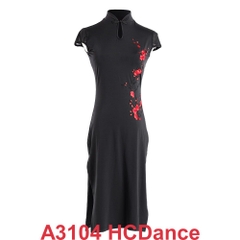 (HCDance) Váy Nữ Latin Sườn Xám (A3104) - Đen + Size