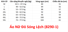 (Aidixing) Áo Nữ Đỏ Sóng Lệch (8290-1) - Đỏ Đen + Size