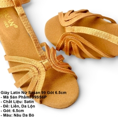 Giày Latin Nữ Sasan 99 Gót 6.5cm (99SS6P) - Nâu Da Bò