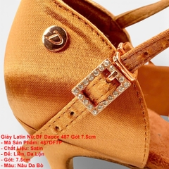 Giày Latin Nữ DF Dance 487 Gót 7.5cm (487DF7P) - Nâu Da Bò + Size