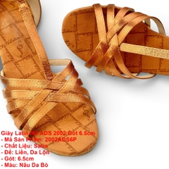 Giày Latin Nữ ADS 2002 Gót 6.5cm (2002ADS6P) - Nâu Da Bò + Size