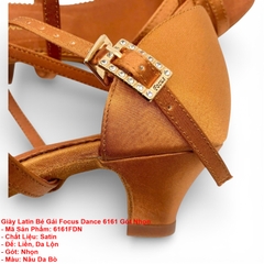Giày Latin Bé Gái Focus Dance 6161 Gót Nhọn (6161FDN) - Nâu Da Bò