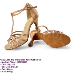 Giày Latin Nữ WellDance 1058 Gót 8.0cm (1058WD8P) - Hồng