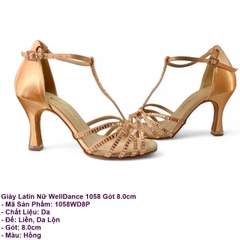 Giày Latin Nữ WellDance 1058 Gót 8.0cm (1058WD8P) - Hồng