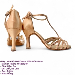 Giày Latin Nữ WellDance 1058 Gót 8.0cm (1058WD8P) - Hồng