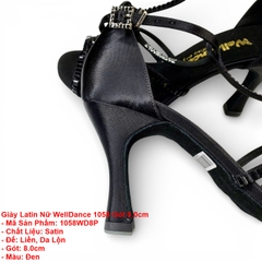 Giày Latin Nữ WellDance 1058 Gót 8.0cm (1058WD8P) - Đen