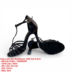 Giày Latin Nữ WellDance 1058 Gót 8.0cm (1058WD8P) - Đen
