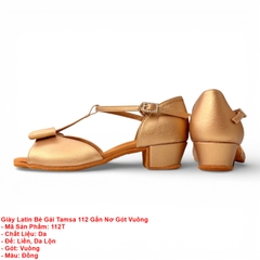 Giày Latin Bé Gái Tamsa 112 Gắn Nơ Gót Vuông (112T) - Đồng