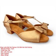 Giày Latin Bé Gái Tamsa 112 Gắn Nơ Gót Vuông (112T) - Đồng