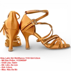 Giày Latin Nữ WellDance 1133 Gót 8.0cm (1133WD8P) - Nâu Da Bò