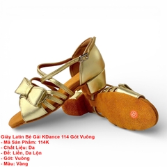 Giày Latin Bé Gái KDance 114 Gót Vuông (114K) - Vàng