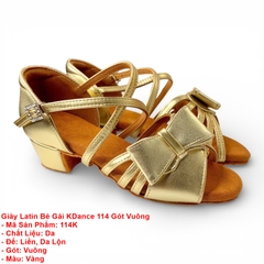 Giày Latin Bé Gái KDance 114 Gót Vuông (114K) - Vàng