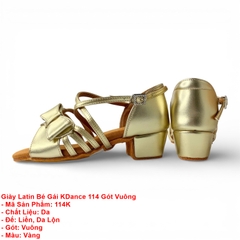 Giày Latin Bé Gái KDance 114 Gót Vuông (114K) - Vàng