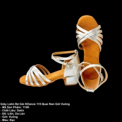 Giày Latin Bé Gái KDance 115 Quai Nan Gót Vuông (115K) - Bạc