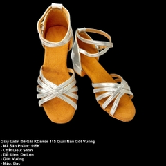 Giày Latin Bé Gái KDance 115 Quai Nan Gót Vuông (115K) - Bạc
