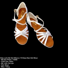Giày Latin Bé Gái KDance 115 Quai Nan Gót Nhọn (115KN) - Trắng