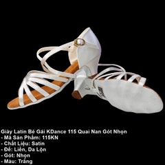 Giày Latin Bé Gái KDance 115 Quai Nan Gót Nhọn (115KN) - Trắng