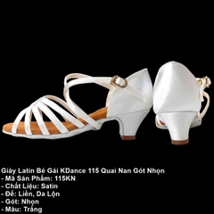 Giày Latin Bé Gái KDance 115 Quai Nan Gót Nhọn (115KN) - Trắng