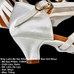 Giày Latin Bé Gái KDance 115 Quai Nan Gót Nhọn (115KN) - Trắng