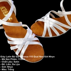 Giày Latin Bé Gái KDance 115 Quai Nan Gót Nhọn (115KN) - Trắng
