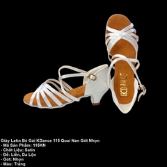 Giày Latin Bé Gái KDance 115 Quai Nan Gót Nhọn (115KN) - Trắng