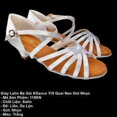 Giày Latin Bé Gái KDance 115 Quai Nan Gót Nhọn (115KN) - Trắng