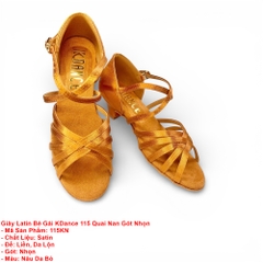 Giày Latin Bé Gái KDance 115 Quai Nan Gót Nhọn (115KN) - Nâu Da Bò