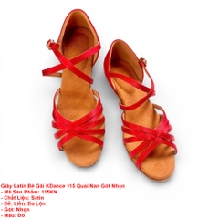 Giày Latin Bé Gái KDance 115 Quai Nan Gót Nhọn (115KN) - Đỏ