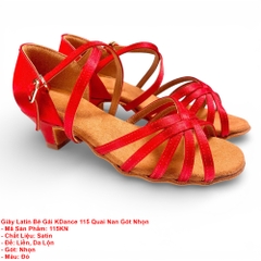Giày Latin Bé Gái KDance 115 Quai Nan Gót Nhọn (115KN) - Đỏ