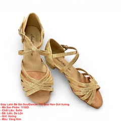 Giày Latin Bé Gái SoulDancer 115 Quai Nan Gót Vuông (115SD) - Vàng