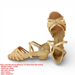 Giày Latin Bé Gái SoulDancer 115 Quai Nan Gót Vuông (115SD) - Vàng
