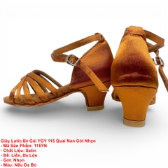 Giày Latin Bé Gái YGY 115 Quai Nan Gót Nhọn (115YN) - Nâu Da Bò