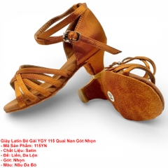 Giày Latin Bé Gái YGY 115 Quai Nan Gót Nhọn (115YN) - Nâu Da Bò