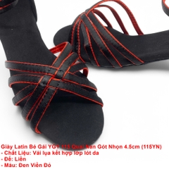 Giày Latin Bé Gái YGY 115 Quai Nan Gót Nhọn 4.5cm (115YN) - Đen Đỏ