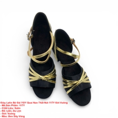 Giày Latin Bé Gái YGY Quai Nan Thắt Nút 117Y Gót Vuông 3.5cm (117Y) - Đen Vàng