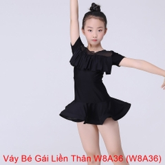 (WJJDance) Váy Bé Gái Liền Thân W8A36 (W8A36) - Đen + Size
