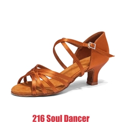 (STOP) Giày Latin Nữ SoulDancer 216 Gót 5.5cm (216SD5P) - Nâu Da Bò