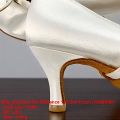 Giầy Standard Nữ BDDance 125 Gót 6.5cm (125BD6P) - Satin Trắng