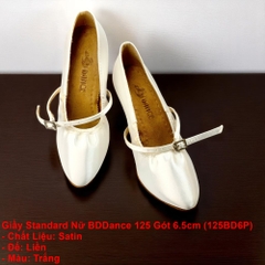 Giầy Standard Nữ BDDance 125 Gót 6.5cm (125BD6P) - Satin Trắng