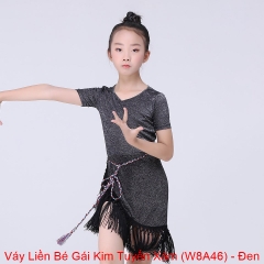 (WJJDance) Váy Liền Bé Gái Kim Tuyến Xám (W8A46) - Đen + Size