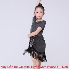 (WJJDance) Váy Liền Bé Gái Kim Tuyến Xám (W8A46) - Đen + Size