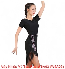 (WJJDance) Váy Khiêu Vũ Tua Rua W8A03 (W8A03) - Đen + Size